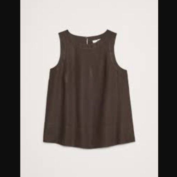 NWT Banana Republic Linen Trapeze Tank in Chocolate Ganache Brown | Size S - Picture 1 of 6